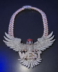 Collier Pendentif Lettre Personnalisée 3D Aigle Plaqué Or Moissanite VVS Iced Out Hip Hop Bijoux - Product Image 3