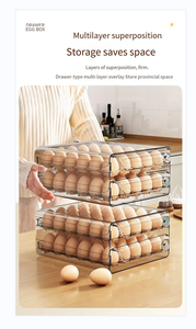 Easy-to-Stack <strong>Clear</strong> Egg Organizer Tray <strong>Rectangular</strong> Fresh Storage <strong>Container</strong> Holder for Refrigerator for Food Storage Boxes &amp; Bins - Product Image 3
