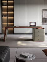 Bureau d'ordinateur moderne de luxe minimaliste italien haut de gamme pour le bureau à domicile avec tiroirs