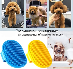 Brosse de massage apaisante en caoutchouc pour chien, prix d'usine, avec poignée annulaire réglable, pour le nettoyage et le toilettage des animaux (chiens et chats) et le bain au shampoing - Product Image 5