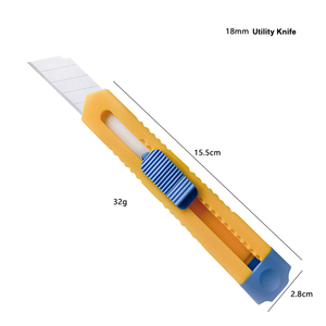 Yellow Plastic Handle Utility <b>Knife</b> 9mm Snap-off Blade, Slide Open Design Box Cutter with 1 High Carbon Steel Blades Included - Product Image 4