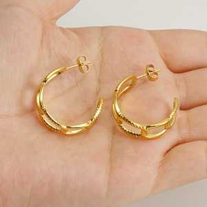 Zogxin Geometric Hoop Earrings Gold Stainless Steel Stud Earrings For Women Fashion Jewelry - Product Image 3