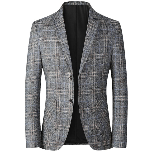 2026 New lb Wholesale Custom Mens Plaid Blazer Sports Coat Casual Slim Fit Checkered Blazer for Men Wedding