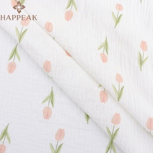 HAPPEAK Impreso Tulipanes Muselina Tejido Algodón Doble Capa Gasa Tela Textil para Manta de Bebé - Product Image 2
