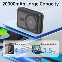 Banques d'alimentation magnétiques 20000mAh, charge rapide portable 22,5W, banque d'alimentation sans fil 15W avec support de téléphone ASPOR A386