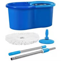 Ensemble serpillière plate et seau à essorage sans effort avec pièces de rechange, tiges et tête de nettoyage domestique en acier inoxydable