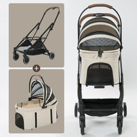 Chariot de luxe pour animaux de compagnie avec poussette de voyage pour grand chien à 4 roues pivotantes à 360 degrés et panier pliable amovible