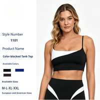 Soutien-gorge de yoga tendance en nylon et élasthanne respirant à blocs de couleurs contrastées pour femmes, idéal pour la gym, le fitness et le quotidien