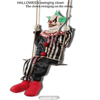 Décoration d'Halloween Horreur Lumineuse Grand Clown de Cirque Électrique Rotatif à Activation par Mouvement