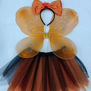 ชุดคอสเพลย์สำหรับงานปาร์ตี้วันฮาโลวีนชุดเดรสเด็กลายผีเสื้อนางฟ้ากระโปรง Tutu มีปีกและที่คาดผม - Product Image 2
