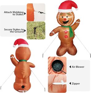 Indonesia Inflatable Factory Cute Christmas Blow up Yard <b>Decorations</b> 6FT <b>Gingerbread</b> <b>Man</b> Polyester Material Durable - Product Image 3