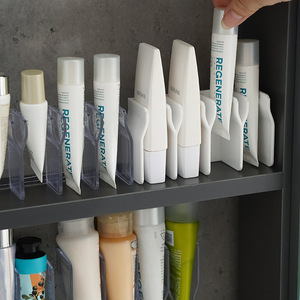 Wall Mounted No Drill Bathroom Storage Rack 4 Layers Transparent White Cosmetic Shelf For Facial Cleanser <b>Toothpaste</b> <b>Holder</b> - Product Image 3