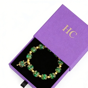 กล่องใส่สร้อยข้อมือรักษ์โลก กล่องใส่เครื่องประดับแบบลิ้นชักสั่งทำพิเศษ พร้อมแผ่นกำมะหยี่เคลือบด้าน ปั๊มฟอยล์ โลโก้สั่งทำได้ รับผลิตแบบ OEM - Product Image 4