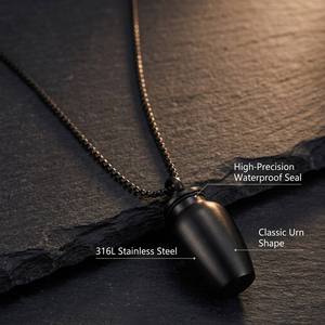 Collana con Ciondolo Urna Miniatura per Ceneri, Forma Classica a Vaso, in Acciaio Inossidabile, Ermetico, Durevole, Impermeabile, Discreto, per Animali Domestici - Product Image 2