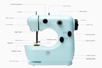 Machine à coudre électrique domestique, mini et portable, pour débutants, couture manuelle robuste pour tissus lourds