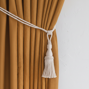 Attache de rideau, attaches de rideau à pompons, attaches de rideau luxueuses en ivoire avec pompons, attaches de rideau, attaches de rideau en macramé crème - Product Image 1