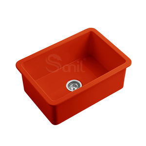 Évier de <span class=keywords><strong>cuisine</strong></span> en argile réfractaire à cuve unique, meilleur prix de gros, avec un trou, support <span class=keywords><strong>sous</strong></span> l'évier, <span class=keywords><strong>tuyau</strong></span> de vidange, robinets et mélangeurs - Product Image 2