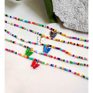 2025 nouveau haute qualité Boho bricolage à la main femmes coloré perles de rocaille bijoux mignon plaqué or papillon Parent collier ras du cou - Product Image 4