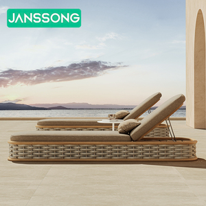 Lit de salon en rotin mobilier d'extérieur lit de bronzage en bois meubles au bord de la piscine chaises longues en plein air lit de jour meubles de patio chaise longue en <span class=keywords><strong>teck</strong></span> - Product Image 4