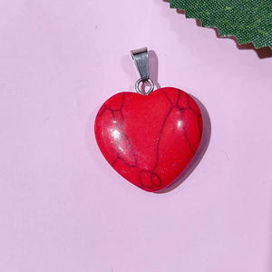 Colgante de acero inoxidable con corazón de piedra de cristal Natural para mujer, colgante de ágata con piedras preciosas DIY, collar, joyería - Product Image 5