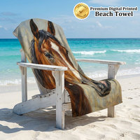 Custom Premium Beach Towel 100% Cotton Digital Printed Oversized Skin Friendly Quick Dry Beach Towel Small MOQ 100pcs