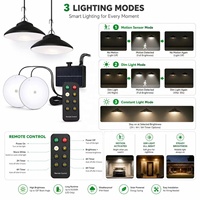 Lámpara Colgante Solar Inteligente de 20W con Doble Lámpara, ABS, 3 Modos, Cable de 3M y Batería de 2400mAh para Jardín