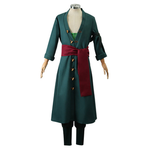 Anime <span class=keywords><strong>Roronoa</strong></span> <span class=keywords><strong>Zoro</strong></span> <span class=keywords><strong>Cosplay</strong></span> disfraces Halloween Kimono conjuntos hombres juego de rol uniforme pendientes de oro traje verde - Product Image 3