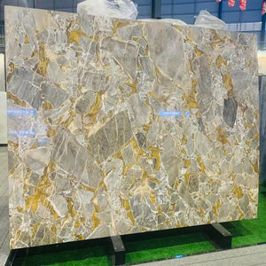 Dalle de marbre en quartzite Pandora en pierre naturelle translucide moderne de luxe pour les carreaux de sol et les murs - Product Image 3