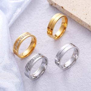 Mode Trouwbanden Ringen Voor Vrouwen Mannen Houden Van Cadeau Goud-Kleur Trendy Roestvrij Staal Belofte Paar Sieraden Geschenken - Product Image 1