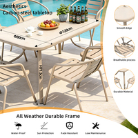 Ensemble de table et six chaises modernes d'extérieur, imperméables et résistantes aux UV, avec chaise ajourée et parasol, pour cour, jardin de thé, salon