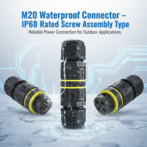 IP68 M20 Montage-Typ Wasserdichter Kabelstecker mit Schraubverriegelung 2 <span class=keywords><strong>3</strong></span> 4 Pin für Außenbeleuchtung und Untergrund-Stromversorgung - Product Image 2