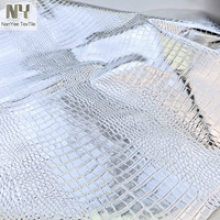 Nanyee Textile Brillant Miroir Argent Crocodile Motif 45% PU + 55% Polyester Sythesis Cuir PU Tissu