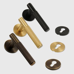Dooroom Knurled Brass Door Lock Handles Lever Set Interior Magnetic Private Passage <b>Dummy</b> EU Cylinder - Product Image 4