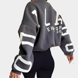 Felpa <span class=keywords><strong>Oversize</strong></span> con Collo Rotondo per <span class=keywords><strong>Donna</strong></span>, in Cotone Felpato, <span class=keywords><strong>Impermeabile</strong></span>, Traspirante, Anti-Pilling, Invernale 300GSM, Casual, Manica Lunga - Product Image 2