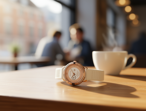 Orologio Smart da Donna alla Moda con Cassa Rotonda in Plastica e Cinturino Bianco HYF A149 - Product Image 2