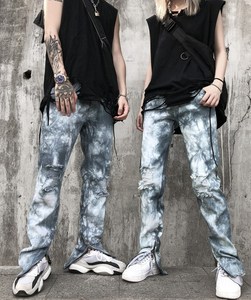 Pantaloni Skinny con cerniera a fessura e lavata dritta alla moda da <span class=keywords><strong>uomo</strong></span> <span class=keywords><strong>Jeans</strong></span> lavati a vita alta strappati da mamma Tie tye <span class=keywords><strong>Jeans</strong></span> impilati da <span class=keywords><strong>uomo</strong></span> - Product Image 3