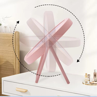Miroir de table circulaire rose pour cosmétiques, vente chaude, réglable, rotatif, en métal, petit miroir de maquillage pliable, miroir vertical