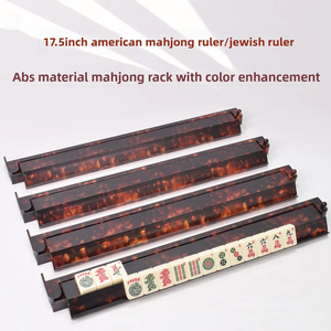 Règle de <span class=keywords><strong>Mahjong</strong></span> Yusheng style américain <span class=keywords><strong>2</strong></span>-en-1 (règle/support de tuiles) avec support de <span class=keywords><strong>Mahjong</strong></span> et tige de poussée de 17,5 pouces en matériau ABS - Product Image 1