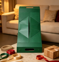 Boîtes cadeaux pliables triangulaires en or métallique gaufré, emballage de luxe pliable pour boulangerie et cadeaux