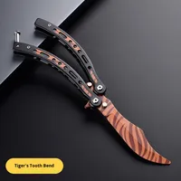 Pisau Kupu-Kupu Aman 21CM Klasik CSGO Lipat untuk Latihan, Mainan Pisau Baja Penuh, Latihan Keren, Tidak Tajam, Buatan Cina