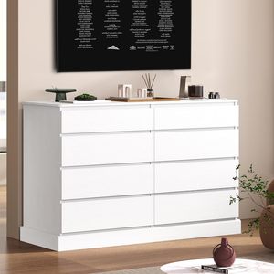 שידה ארוכה עם 8 מגירות, 51.5 'w עץ השידה של 8 מגירות, ארון בגדים קיבולת גדולה, - Product Image 3