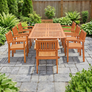 DT FURNITURE 6 Chairs <b>Foldable</b> Outdoor Dining Set-<b>Wooden</b> Garden & Patio Use (Model DT-DS22) - Product Image 3