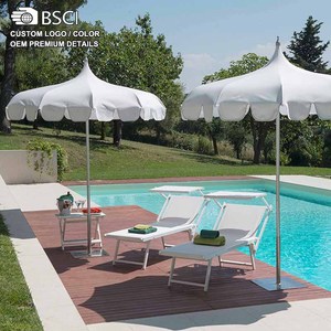 Muebles de exterior grande 8 pies impermeable grado comercial Patio sombrilla <span class=keywords><strong>aluminio</strong></span> blanco mercado Resort piscina sombrilla para <span class=keywords><strong>tumbona</strong></span> - Product Image 1