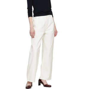 Vaqueros anchos de mezclilla blanca sólida para hombre, de cintura alta, holgados, rectos, estilo casual, para uso diario, streetwear, pantalones de mezclilla. - Product Image 1