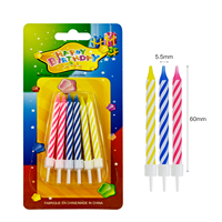 Bougies d'anniversaire en spirale rayées arc-en-ciel, combustion propre sans fumée, lot de 12 bougies d'anniversaire pour fête d'enfants, directement de l'usine