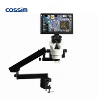 Simul-Focal 7X~45X Zoom Continuous Optical Electron Operating Laboratory Stereo Microscope with 360 Degree Universal Arm