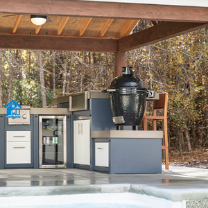 Cuisine extérieure de luxe moderne en acier inoxydable, îlot de cuisson avec barbecue, évier, robinet et <span class=keywords><strong>crédence</strong></span>, chariot de cuisson, Sweet Home - Product Image 1