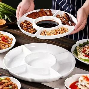 Milky White Plastic <b>Divider</b> Plate Five Compartment Snack Tray Microwave Safe Solid Color - Product Image 1