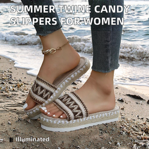 Sandalias de cuña de estilo viento nacional de verano para mujer, zapatillas de caramelo de hilo de fondo grueso para mujer, talla grande con luz abierta para primavera - Product Image 2