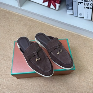 In-stock Cowhide Genuine Leather Head 2026 <b>Half</b>-slipper Womens Shoes Outdoor Flat Sole <b>Slip</b>-on Mules Tassel - Product Image 2